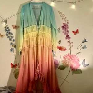 Rainbow ombre maxi dress